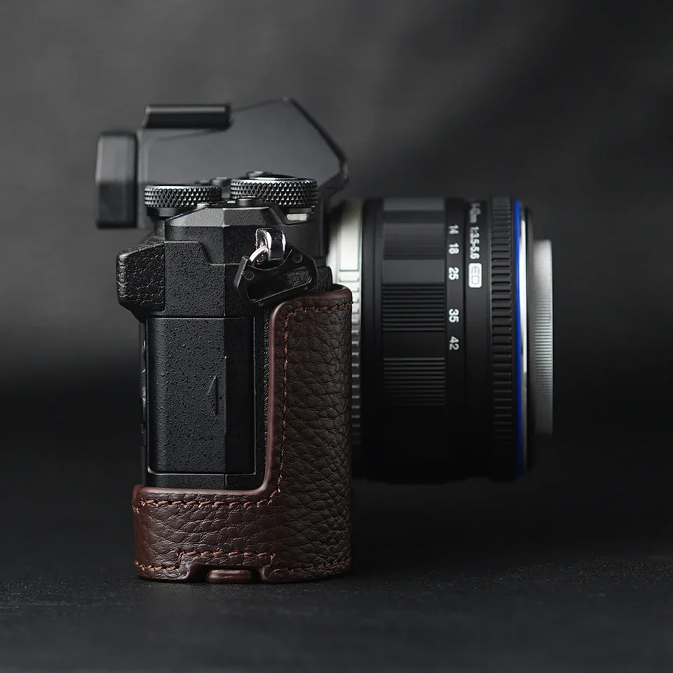 For OLYMPUS OM-D E-M5 Mark II Case Genuine Real Leather Half