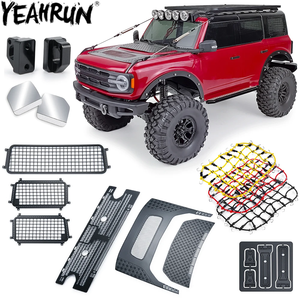 YEAHRUN RC Auto Fenster Mesh Motor Abdeckung Blatt Gepäck Net Lufteinlass Grille für 1/10 TRX4 Bronco Simulierte Dekoration Teile