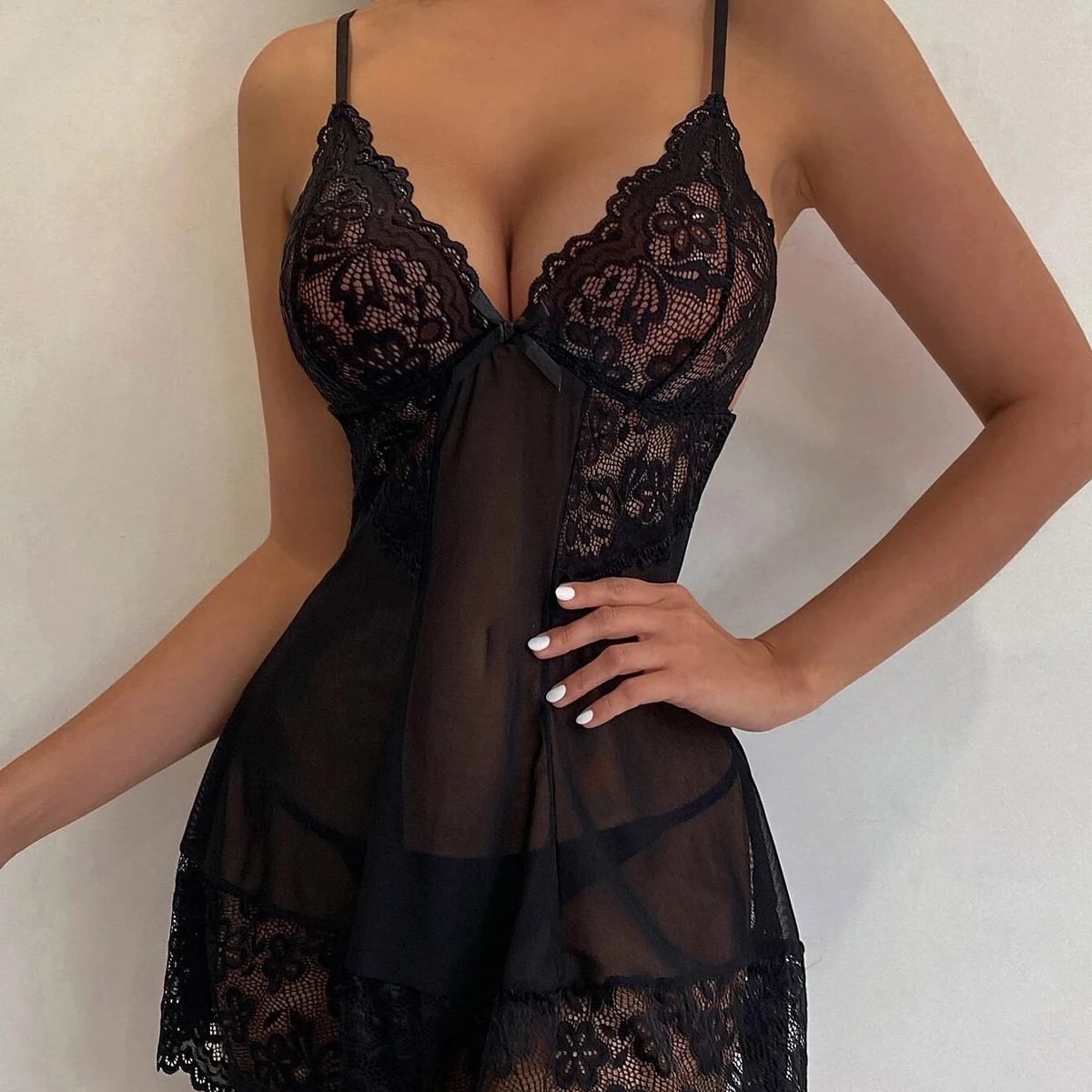 Women Crotchless Sleepwear Summer Sexy Lingerie Pajamas Lace Female Night Dress Erotic Costumes Underwear Nightgown G-string