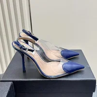 Star Style Fashion Transparent PVC Mixed-color Women Pumps Elegant Pointed toe Thin High heels Slingbacks Party Prom Shoes - Image 4