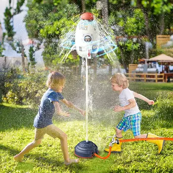 Space Jet Sprinkler Spinning Flying Splash Playing Water Toy Summer Outdoor Water Powered Launcher Kids Bath Toys STEM 4