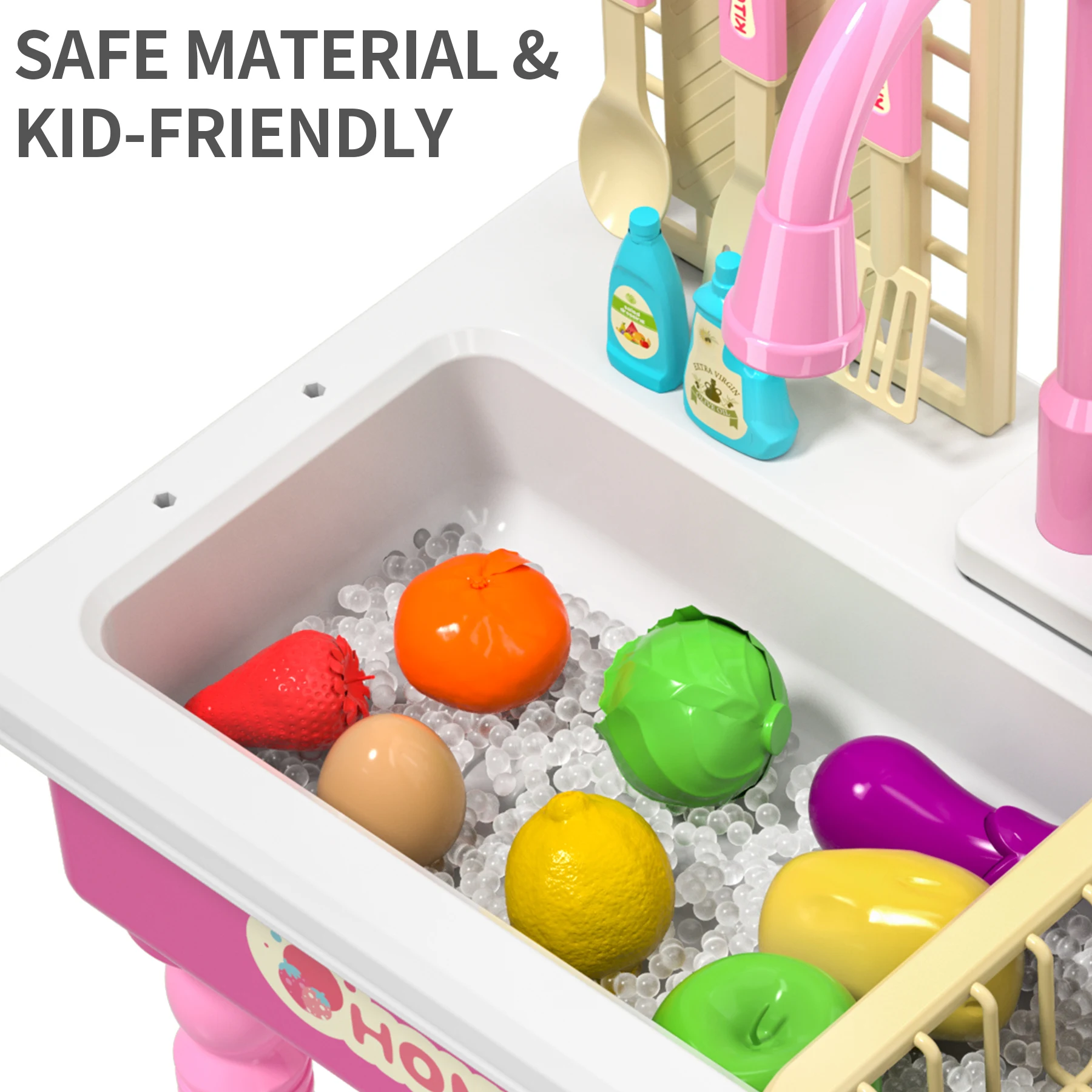 Play Kitchen Sink Toy Running Water Dishwasher Upgraded Automatic Water Cycle System