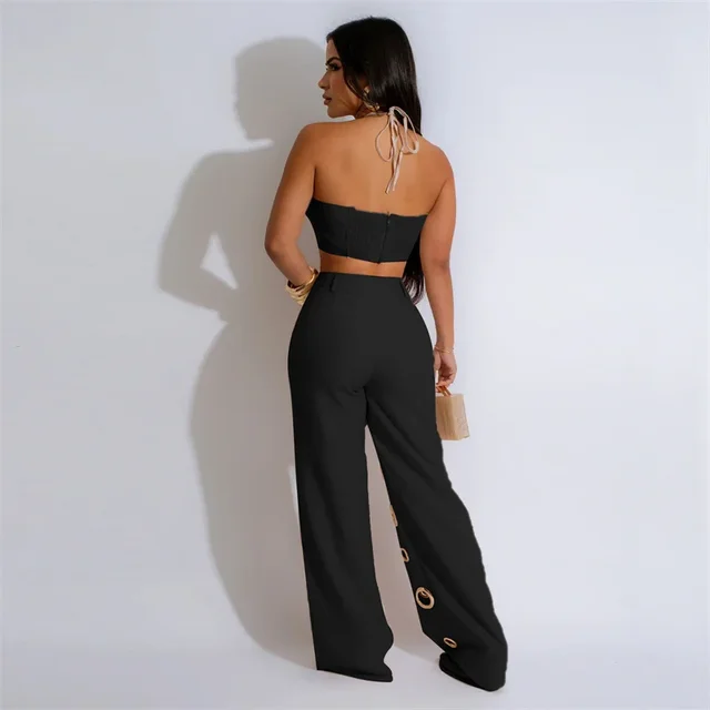 Courtney Halter Crop Top Pant Set 2