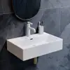 Wall-Mount Bathroom Sink Ceramic Scratch Resistant Single Faucet Hole Drain Claire Collection Multi-Functional 4