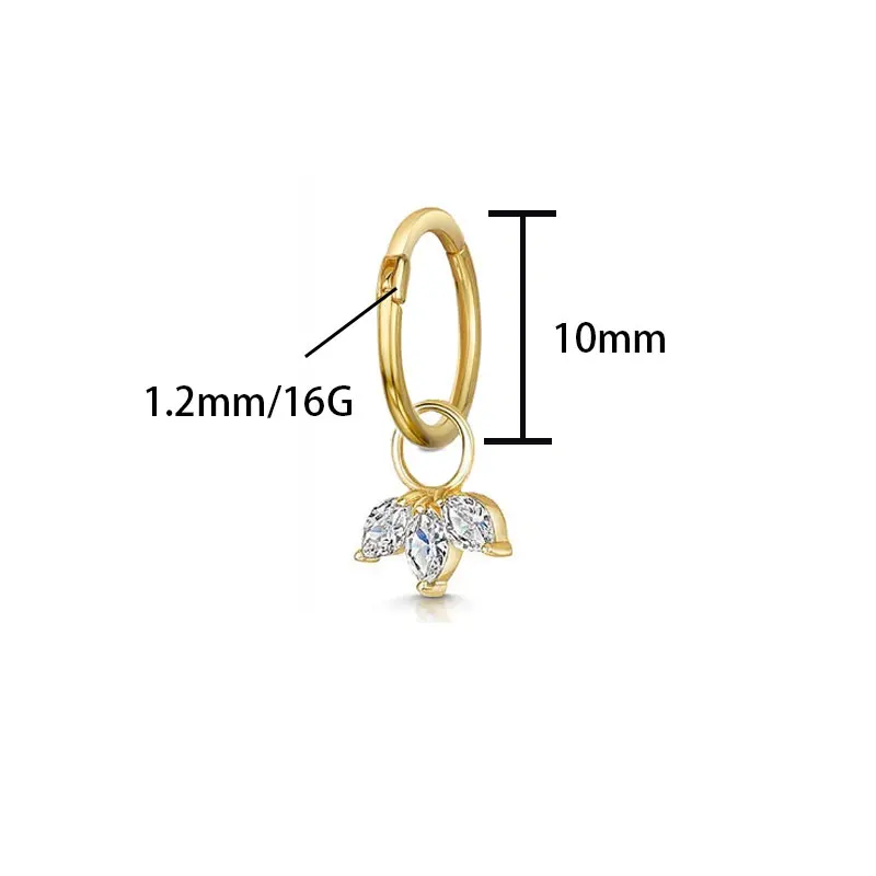 Piercing Jewelry Body Piercing Earrings Ear Piercing Jewelry Metal Jewelry Body Jewelry Body Piercing Jewelry Tragus Daith Helix Lobe Ear Piercing for Women Heart Leaf Zircon Cartilage Earring Stainless Steel Fashion Gift