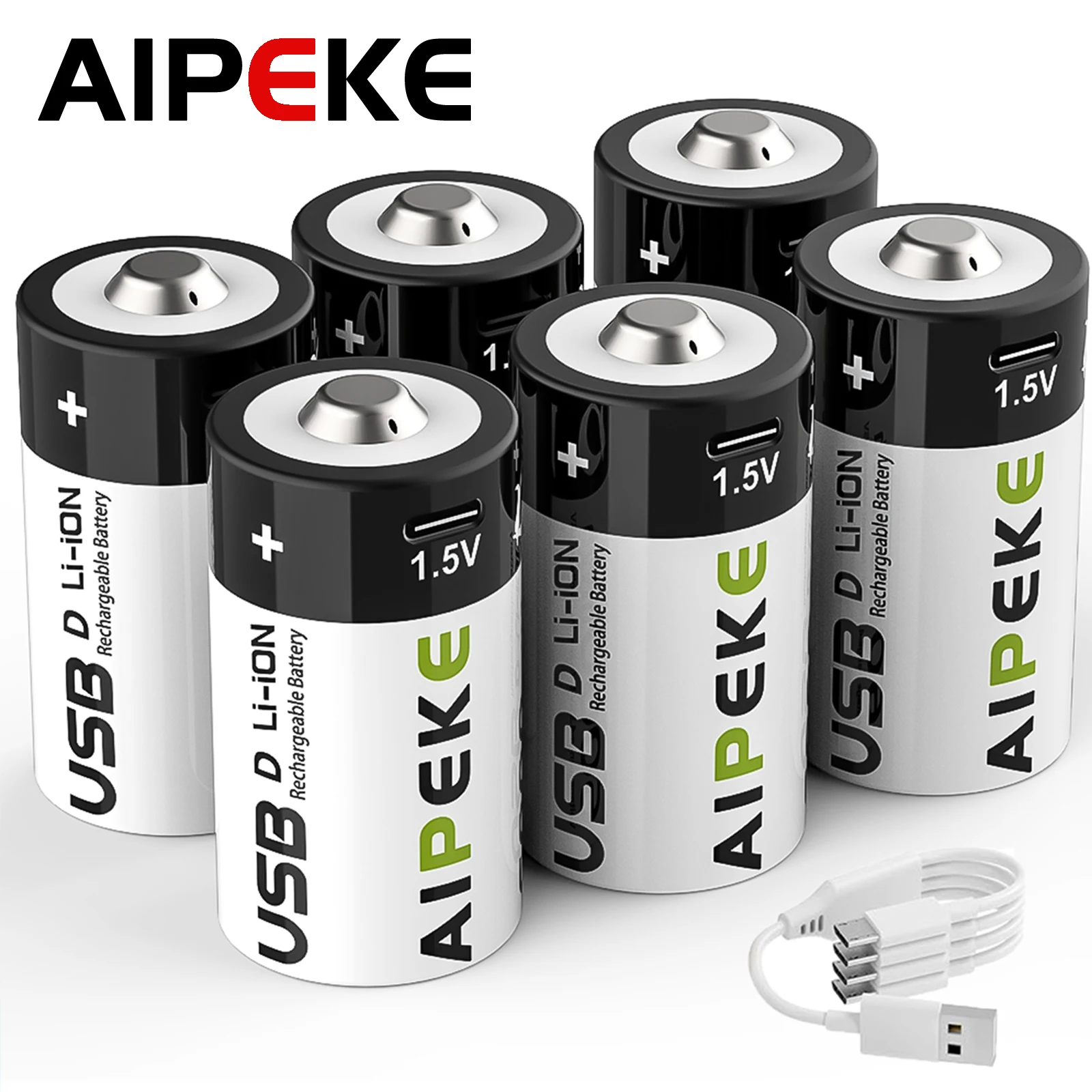 1.5V 6000mWh USB Rechargeable D Size Battery LR20 Lithium D-Cell For Gas Cooker Water Heater Flashlight Radios