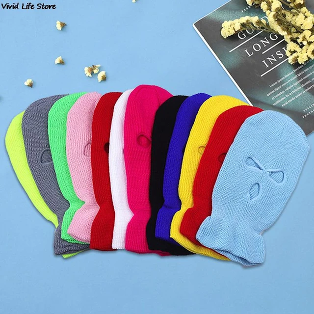 3-Hole Knitted Full Face Cover Ski Mask, Winter Balaclava Warm Knit Full  Face Mask for Outdoor Sports 