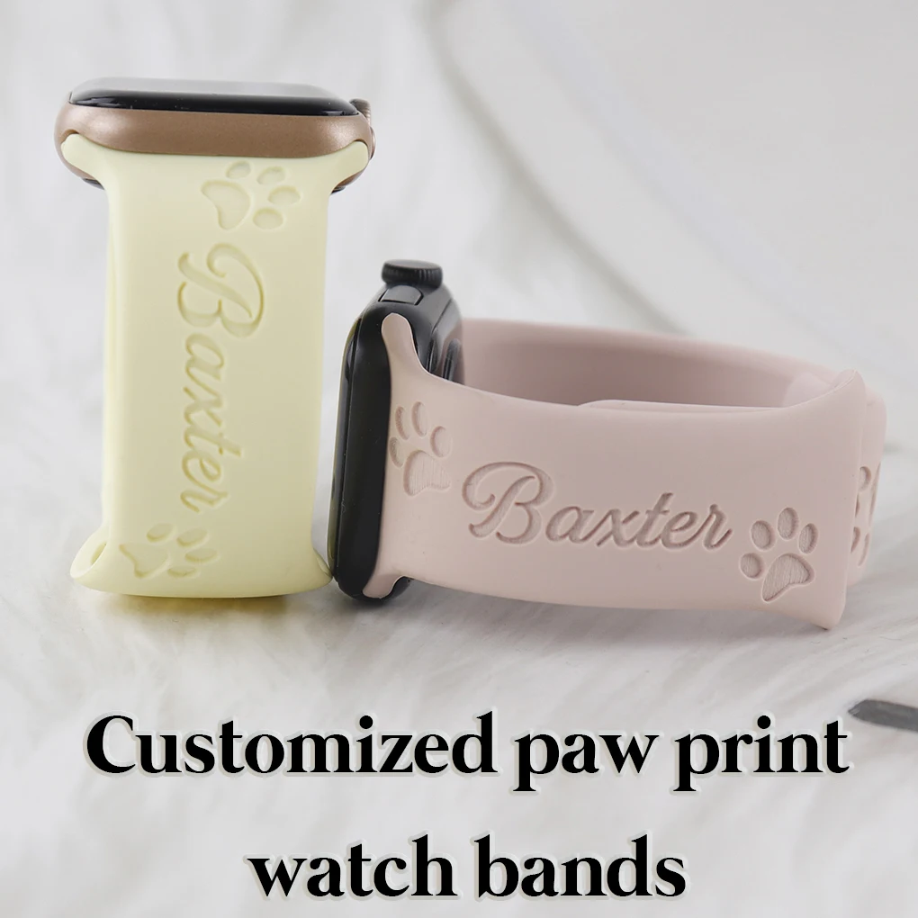 Regalo Di Natale Dog Lover Watch Band Personalizzato Paw Pet Print Apple Watch Band 3840Mm 4244Mm Personalizzato Silicone Strape Engrave