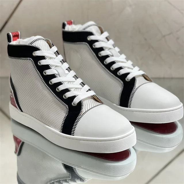 High Fashion Merk 2022 Wit Zwarte Rand Casual Lente En Herfst Luxe Kristal Rode  Zool Mannen Casual Hoge Top schoenen Sneakers - AliExpress