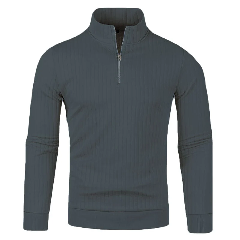 Men's Sweaters Half Zipper Round Collar Knitted Sweater Pullovers Spring Autumn Casual Solid Long Sleeve Knitwears Pullover Men