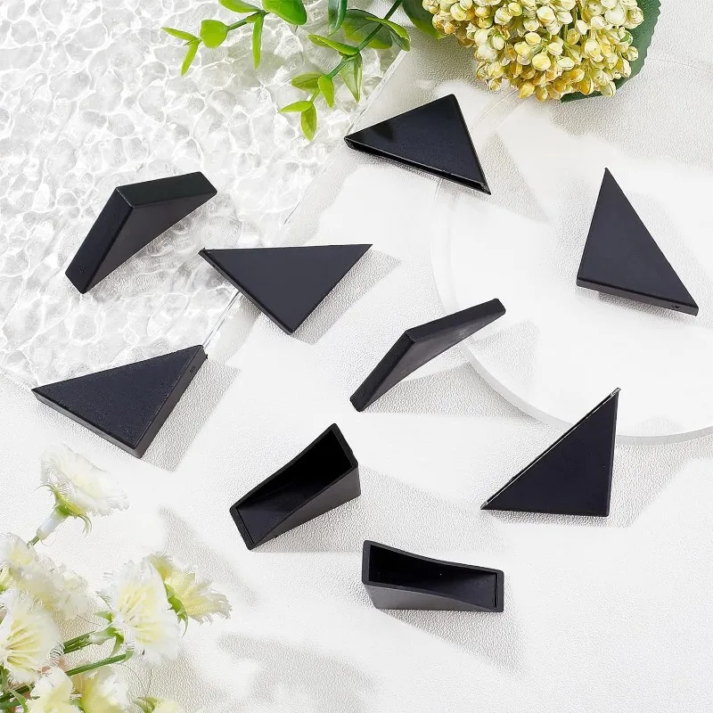 60Pcs 삼각형 코너 보호대 6 크기 플라스틱 유리 테이블 선반 코너 가드 블랙 미러 코너 커버  교정 가장자리