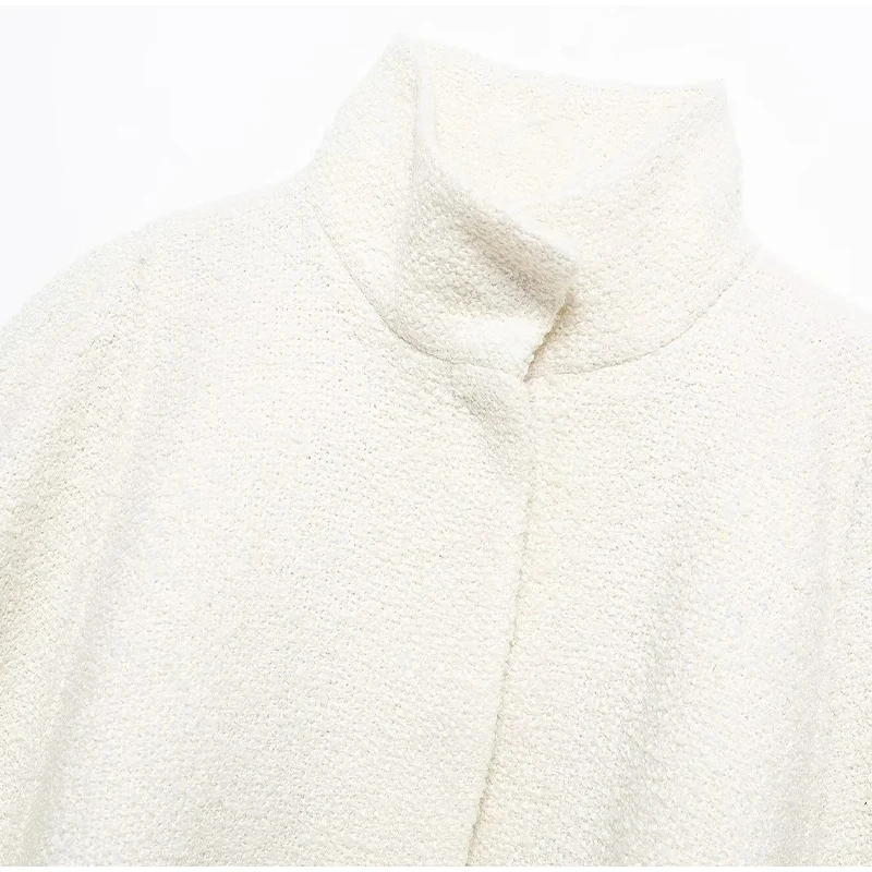 White Loose Short Cape Coat Women Autumn Winter Thick Single Buckle Batwing Sleeve Cloaks Jacket Lady Elegant Warm Outwear New
