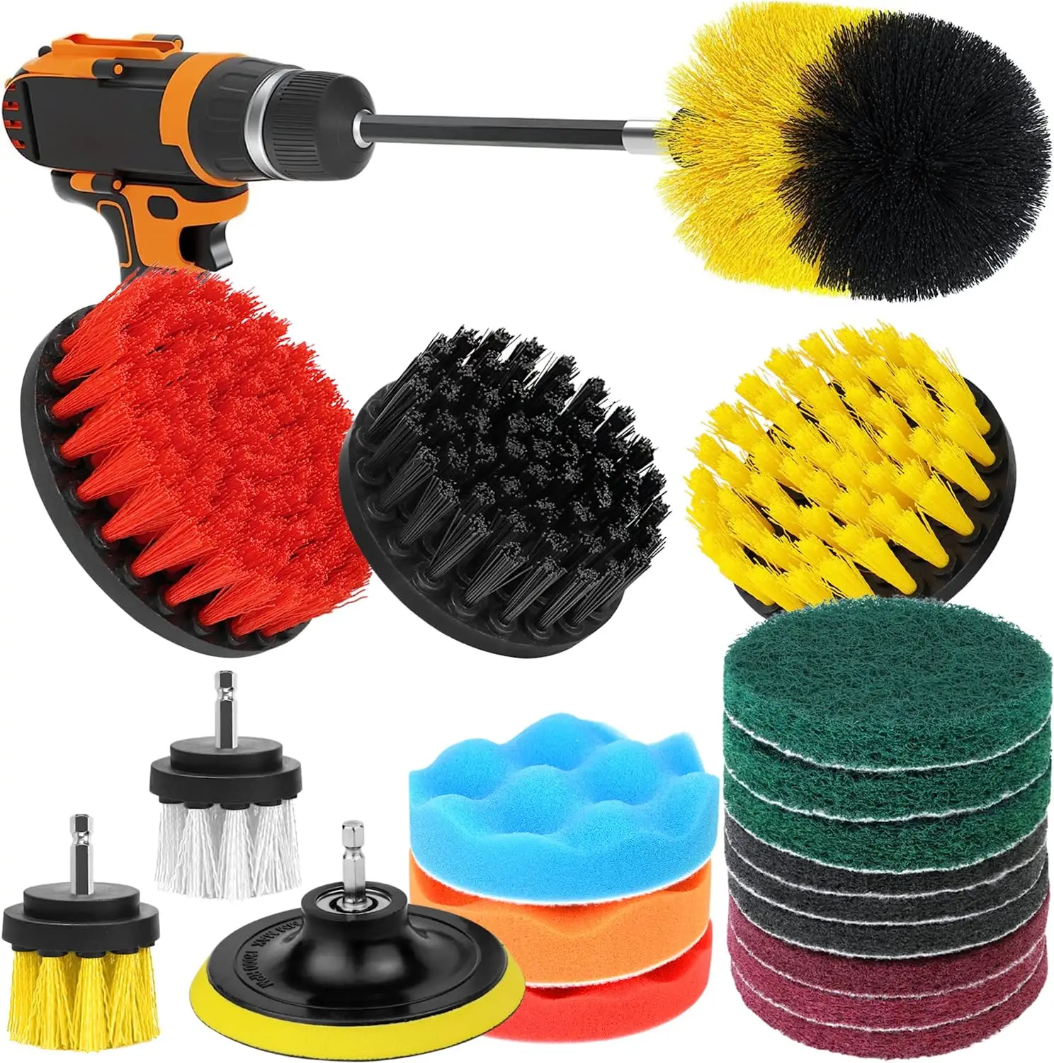 Drill Brush Attachment Set Power Scrubber Brush Cleaning Kit for Grout  Tiles Sinks Car Bathtub Bathroom and Kitchen Surface 3 Pack