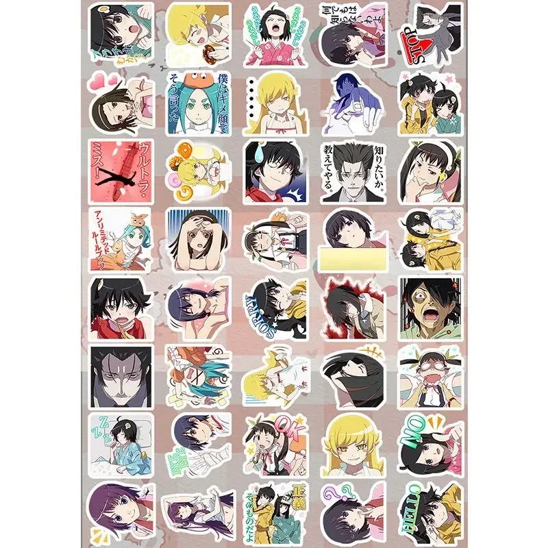 Bakemonogatari Anime Sticker Araragi Koyomi Hachikuji Mayoi Nisemonogatari Kawaii Stickers Stationery IPad Phone Case Decorative