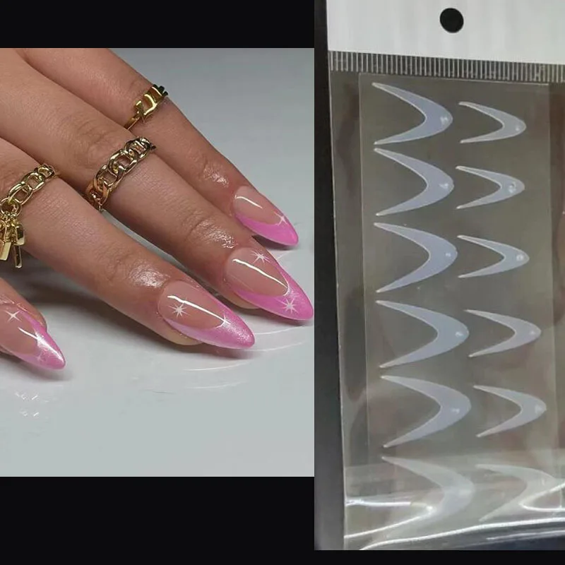 12Pcs/sheet Reused Soft Silicone Pad French Line Nail Forma Dual Sticker Poly Nail Gel Duet System Dual Form for French Manicure