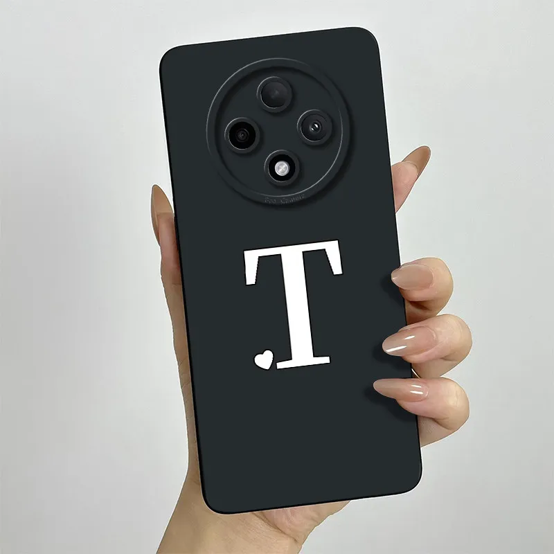Cute Initial Letters Square Silicone Matte Shockproof Back Cover