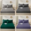 Cotton Fitted Sheet With Elastic Bands Non Slip Adjustable Mattress Covers For Single Double King Queen Bed Cover 140/160/200CM 5