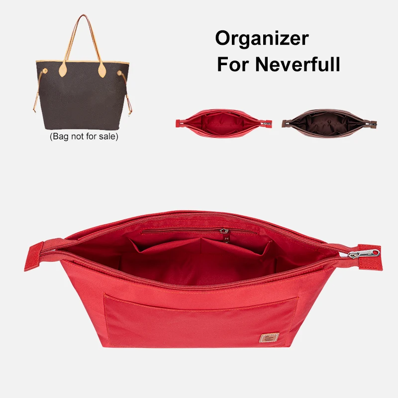 Purse Organizer Insert Satin Bag Liner with Zipper Women's Cosmetic Bag Handbag & Tote Inner Shaper Fits For Neverfull MM Tote