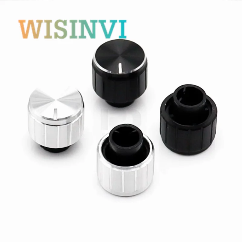 2 Stück 13x13 Aluminiumlegierung Halbwelle Potentiometer-Drehknopf Verstärker-Lautstärkeregler Griff mit 4mm Vorsprung, 6mm Loch – Detail 3