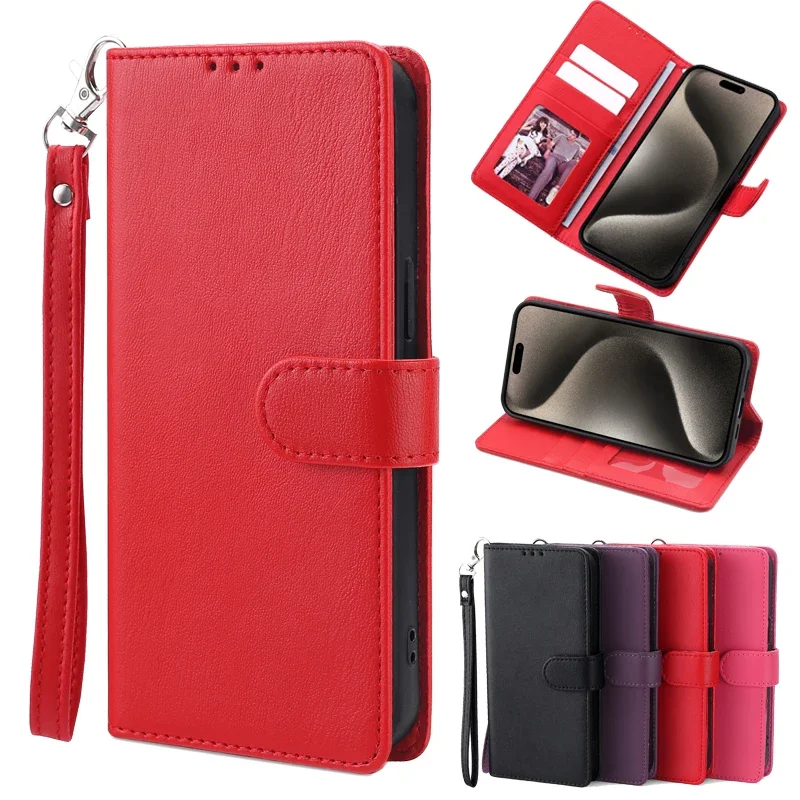 Leather Wallet Phone Case with Flip Cover Design