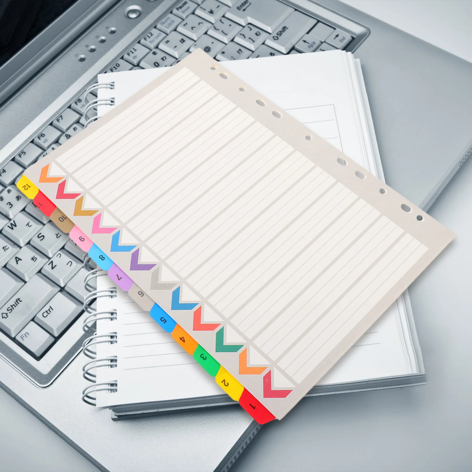 

12 Sheets The Notebook Dividers Binder Colored Tabs Plastic Loose-leaf Notepad Markers Wide