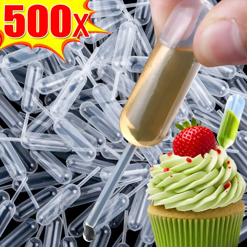 Disposable dropper cake decoration accessories 50/500PCS 4ml Mini dropper disposable jam dropper for cupcakes sauce squeeze transfer pipettes dessert tools cake decor