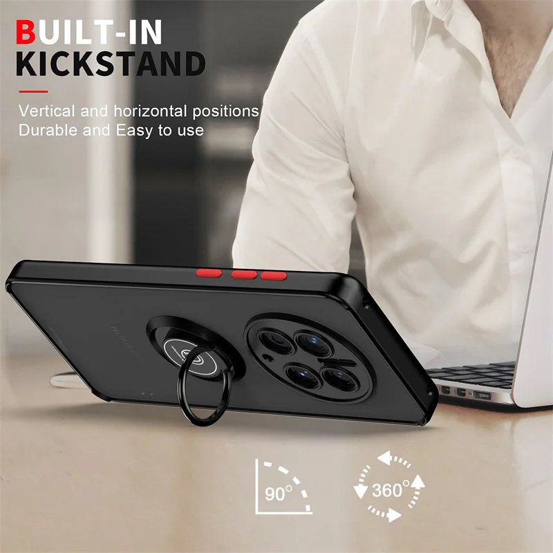 Premium Shockproof Armor Case with Magnet Holder Ring - Matte Finish