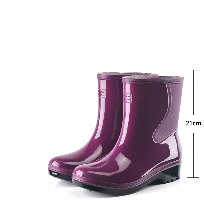 New 2023 Women Mid-calf Rain Boots Waterproof Woman Water Shoes Female Wellies Boots Multi Colors