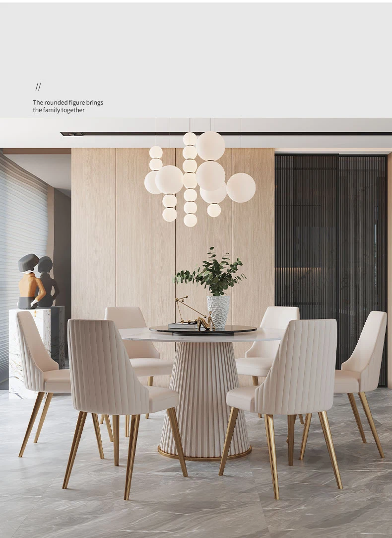 Description Picture 5 of itemContemporary Light Luxury Marble Dining Table Sets With Turntable For Small Apartment Simple Household Round Table For 4 People
