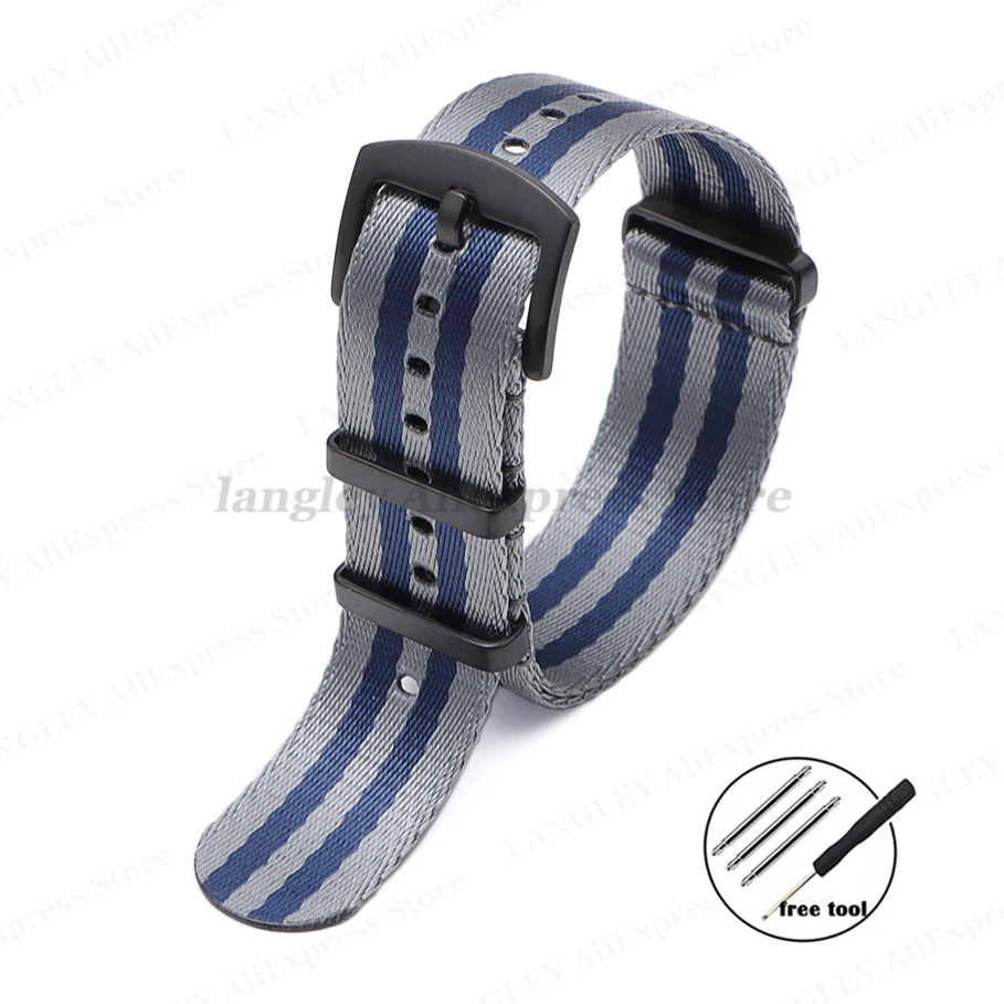 Premium Nylon Watch Strap with Black Ring Buckle - Universal Sports Band