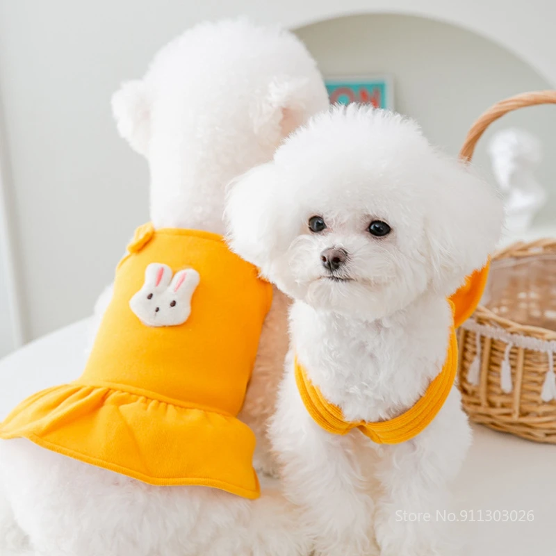 

Pet Dress Cute Rabbit Small Dog Harness Skirt Cozy Soft Breathable Fashion Kitten Cat Clothes Pet Clothing Spring/Summer 2022