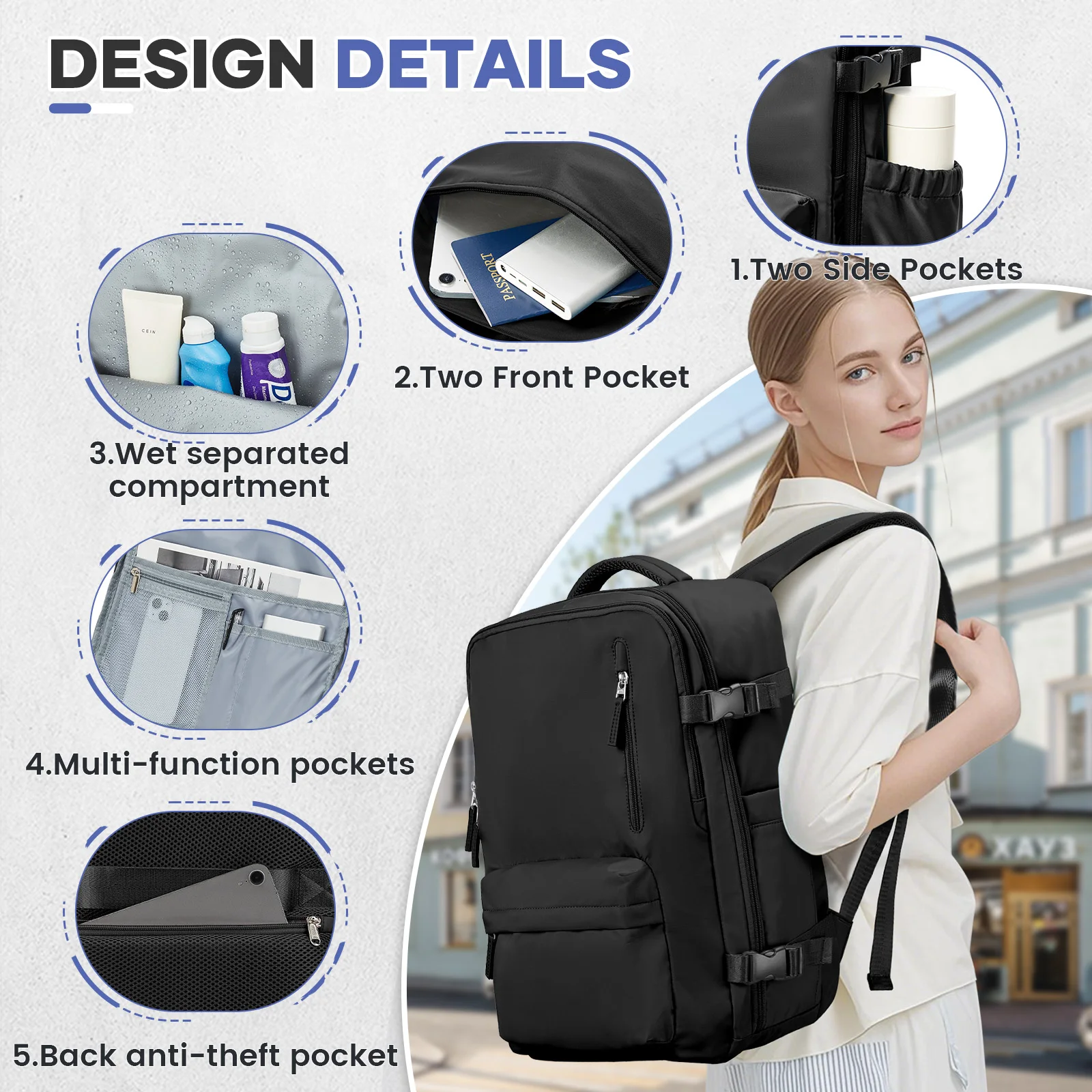 Vacuum Compression Travel Backpack - Large Capacity Foldable Hiking Bag Lightweight Laptop Bag,Essential Outdoor Travel Backpack