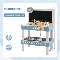Kids Wooden Toy Workbench Toddler Pretend Play Tool Bench Workshop w/Accessories 2