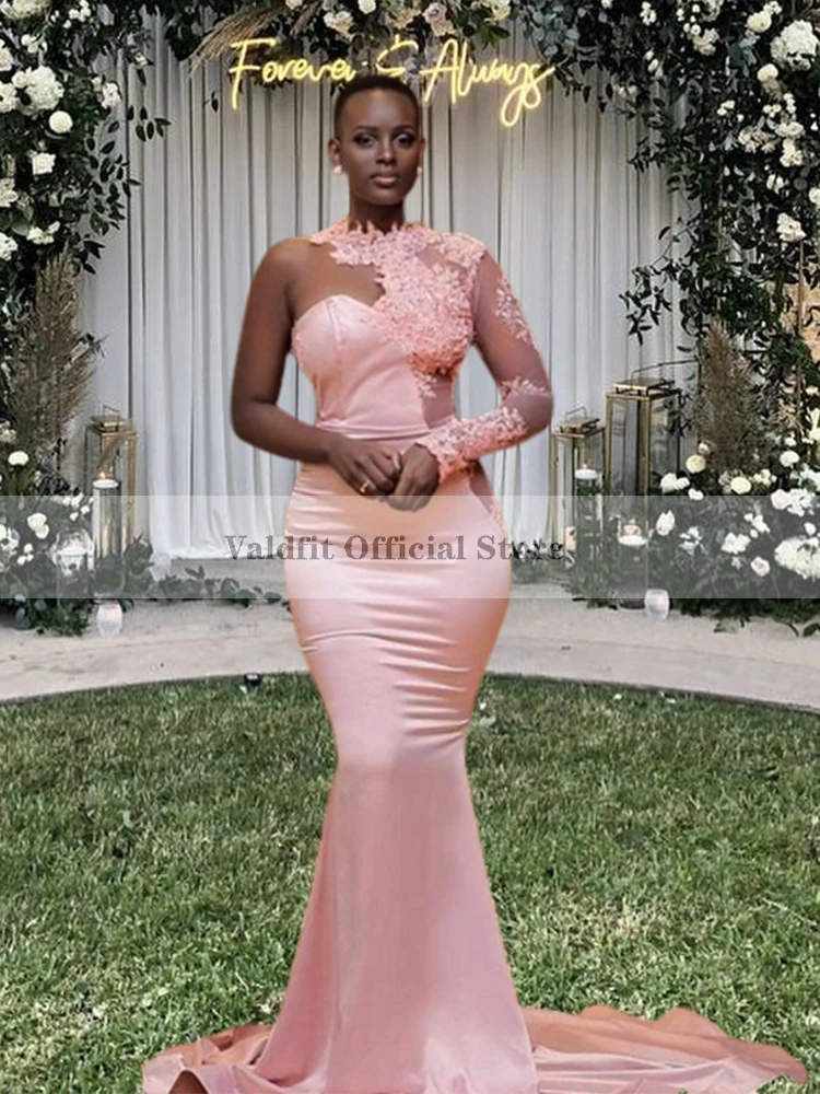 Long Mermaid Africa Pink Bridesmaid Dresses Black Girl Wedding Party