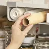 Plastic Cling Film Organizer Grey Wall Mounted Tinfoil Organizer No-Punch Space Saving Hanging Cabinet Storage Shelf for Home 4