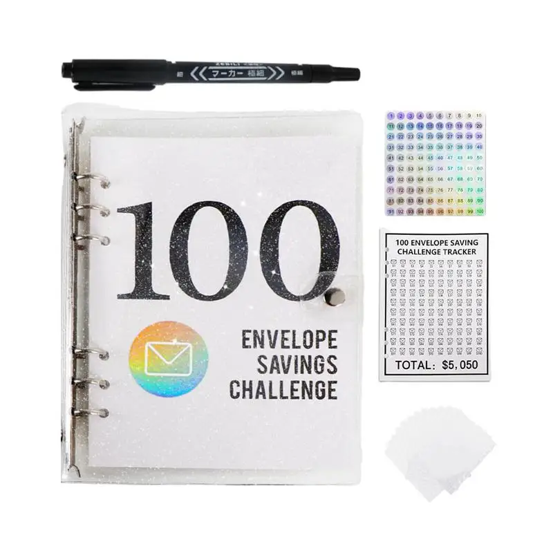 

100 Envelope Savings Challenge Binder Money Budget Binder With Cash Envelopes Portable Money Binder Organizer For Cash Budget