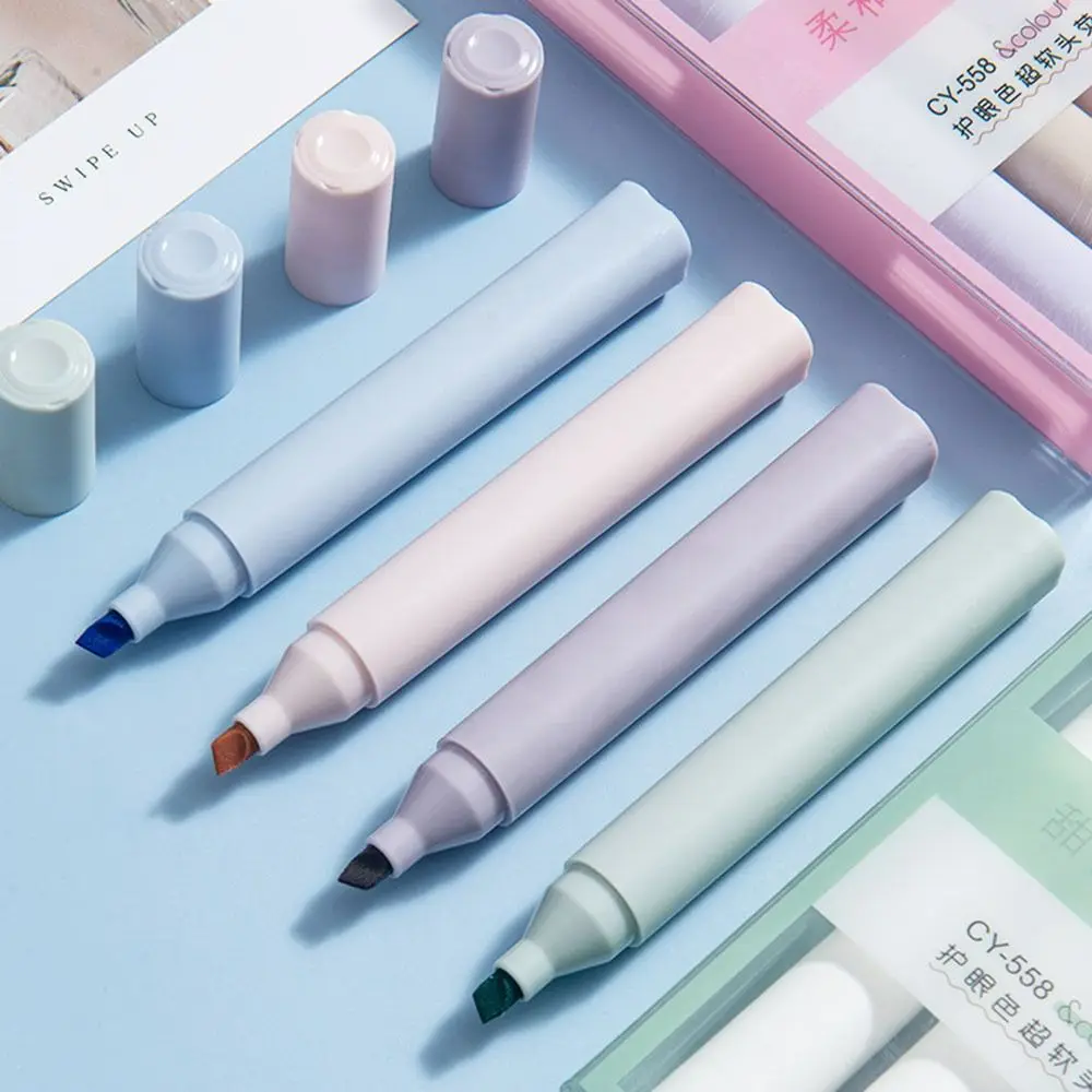

4Pcs/Set Morandi Color Highlighter Pens Light-color Fluorescent Marker Pen DIY Photo Album Journal Hand Account Draw Marker Pen