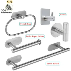 Adhesive Stainless Toilet Paper Holder Bathroom Wall Mount Storage Stand Kitchen Roll Paper Tissue Towel Dispenser Napkins Rack