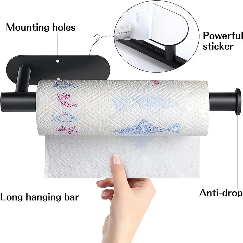 Wall Mounted Storage Rack Toilet Paper Box Adhesive Stainless Toilet Paper Holder Bathroom Kitchen Roll Paper Tissue Towel Dispenser Napkins