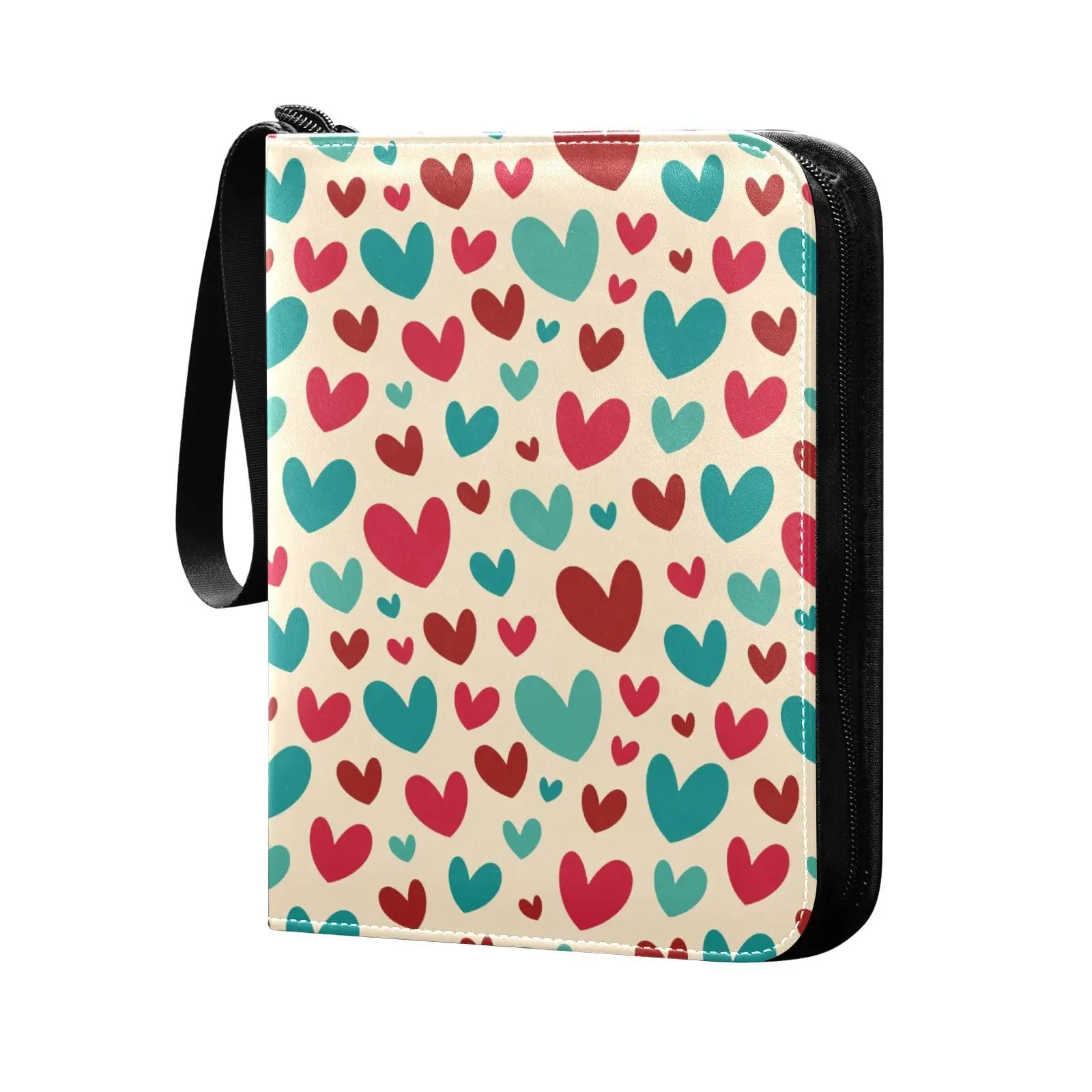 

Cute Hearts Card Binder 4 Pocket Card Binder, 400 Double Sided Pocket Album for Sport Game Cards, Unique Card Collection Storage