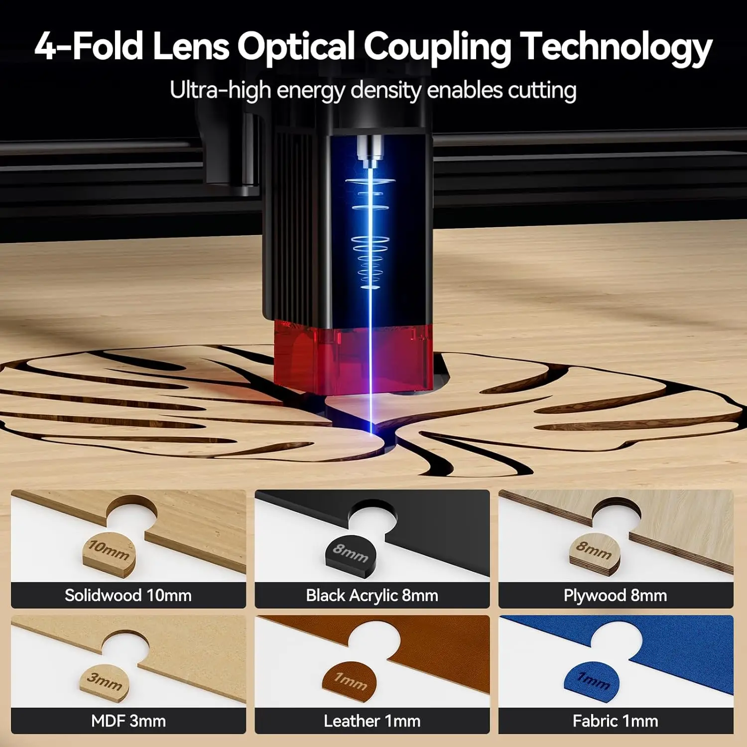 Laser Engraver, LE400PRO 50W Laser Engraving Machine for Beginners, 5.5W 400x400mm Large Working Area High Precision Laser Engra