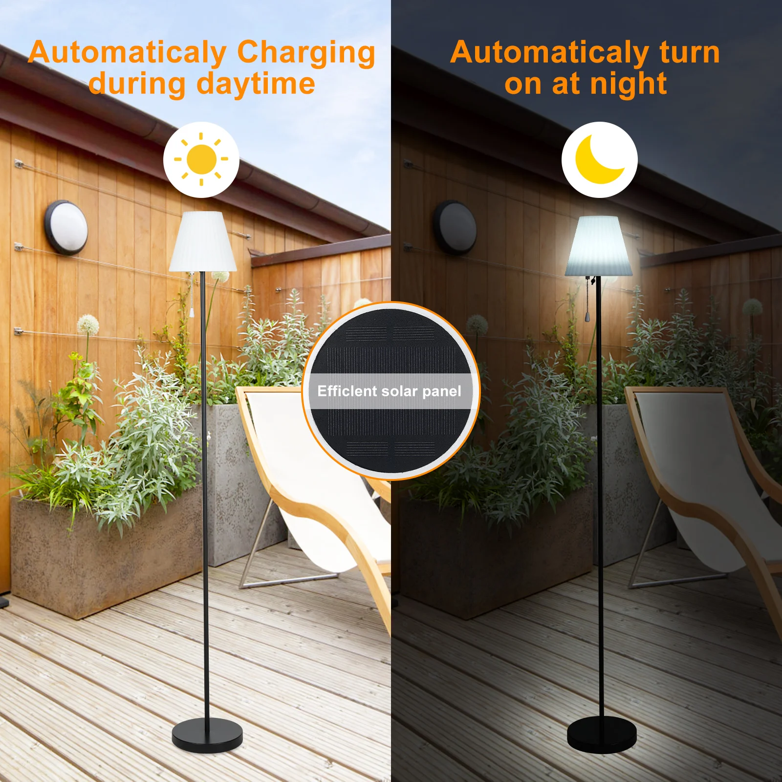 RGBW LED Floor Lamp Outdoor Solar Lamp Colorful Desk Light with Remote Controller Pull Chain Switch Bedside Lamp Reading Lamp 4