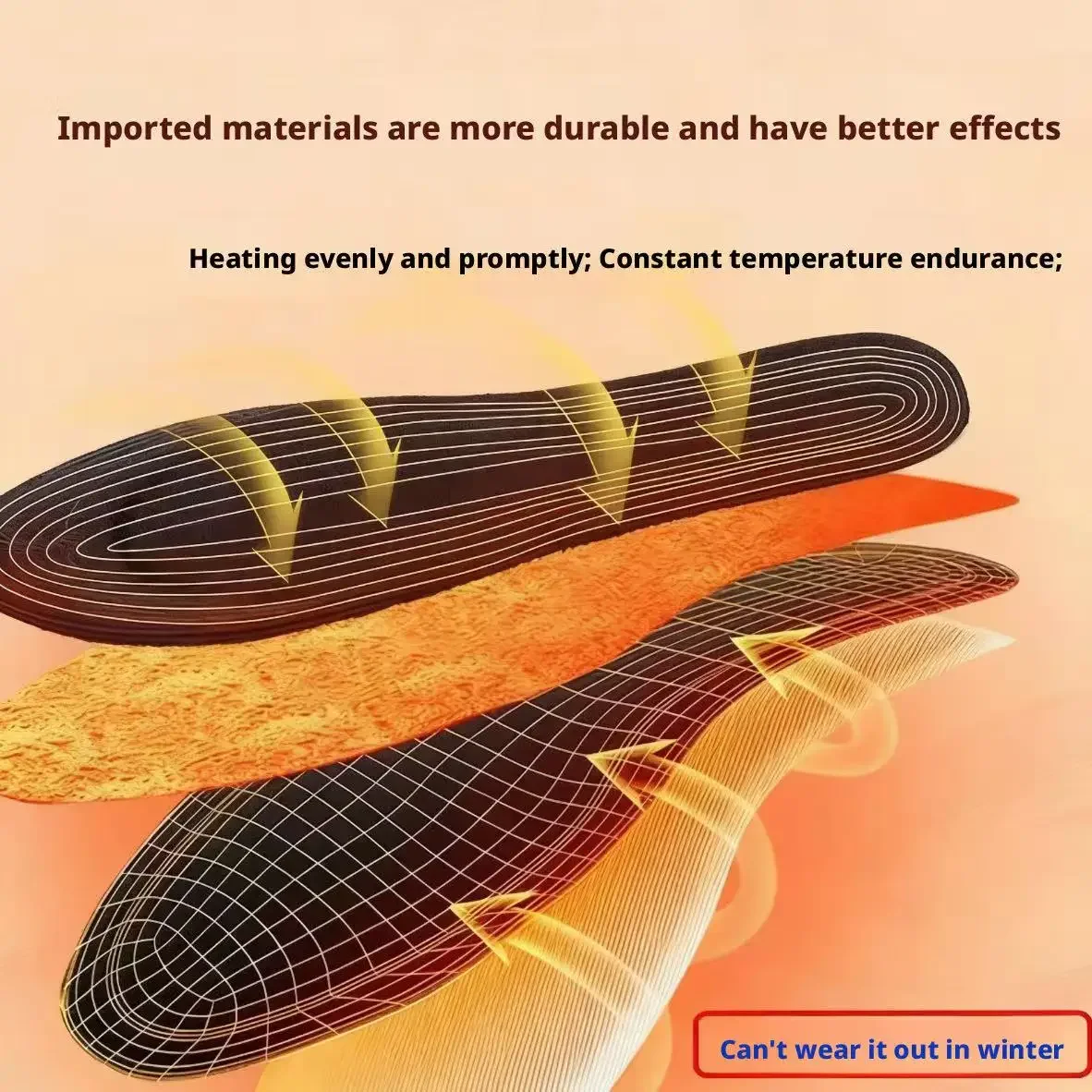 Electric Heated Insoles Trimmable Washable for Outdoor Walking