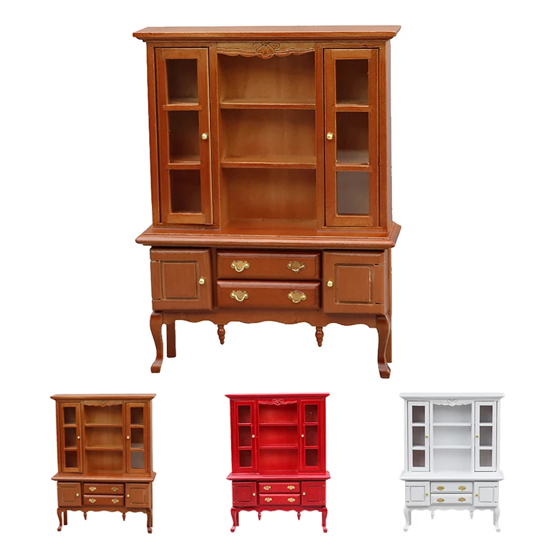 

1Pc Dollhouse Miniature Wooden Bookshelf Mini Cabinet Bedroom Furniture Kits Home & Living For 1:12 Dollhouse Pretend Play Toys