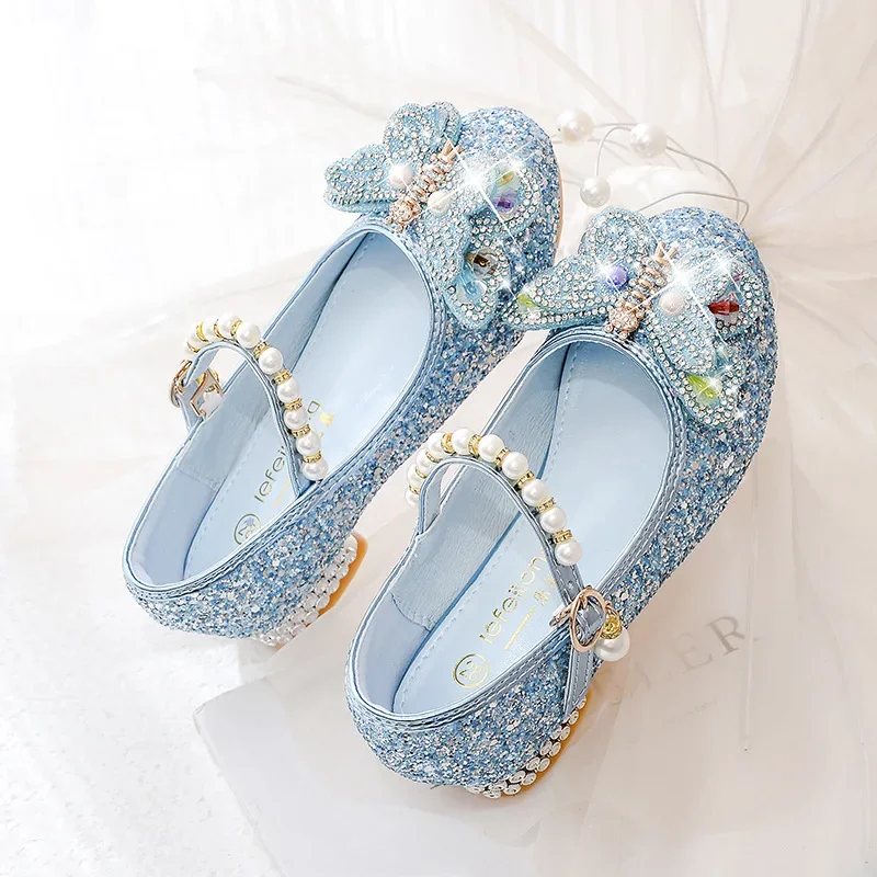 Girls Glitter High Heel Leather Shoes for Kids