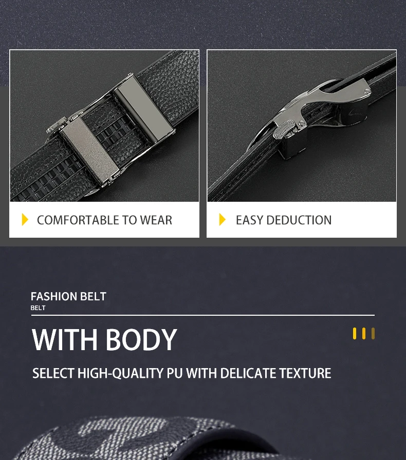 2 Stück Neuer Business-Gürtel für Herren im bekannten Stil mit Metall-Automatikschnalle, Luxusmarke, Damengürtel für Herren, Jeansgürtel – Detail 4