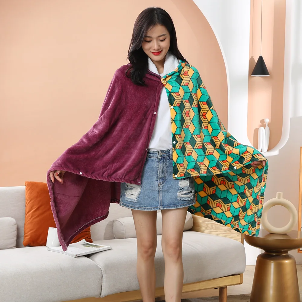 Anime Demon Slayer Cloak Cosplay Blanket Tanjirou Zenitsu Giyuu Kyoujurou Shinobu Soft Warm Cloak Fans Gift Costume Props