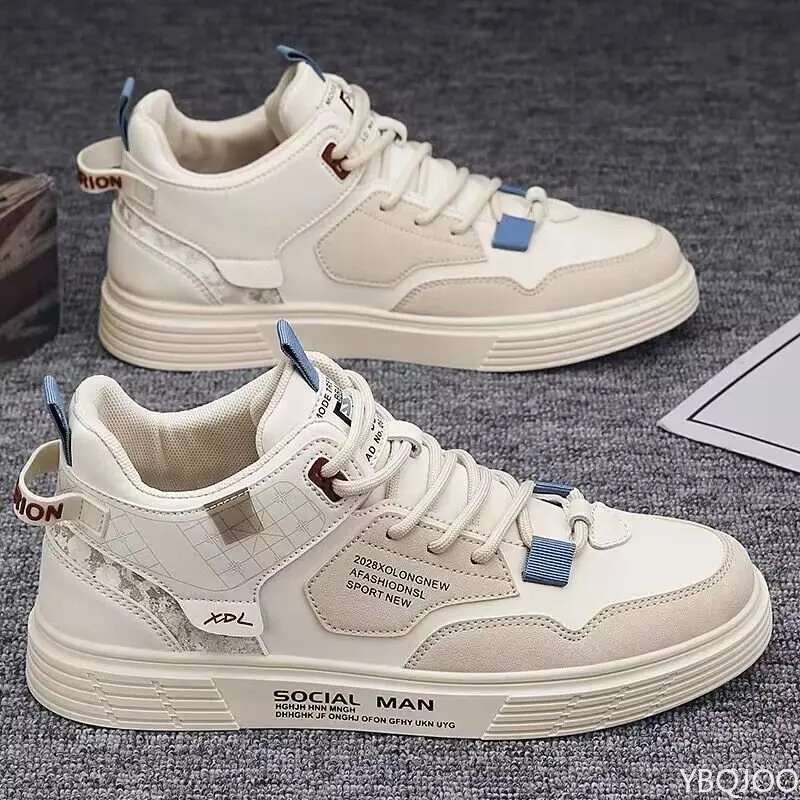 

Autumn Winter High Top Flat Sneakers for Men Trend Korean Version Lace Up Student Casual Shoes Male Comfort Running Shoes 2023