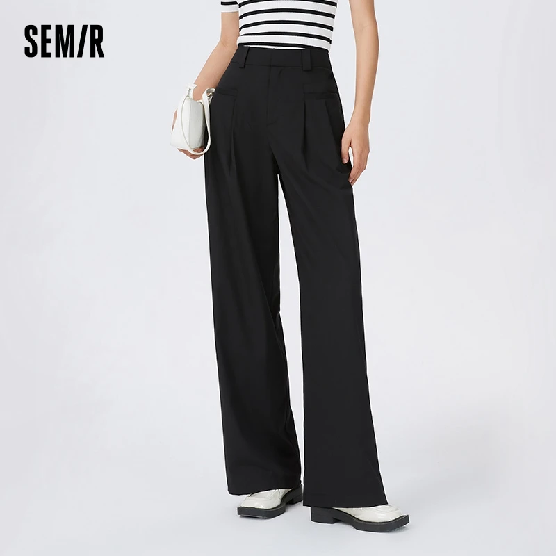 

Semir Casual Pants Women High Waist Solid Color Trousers Handsome 2023 Summer New Fashion Commuting High Wide Leg Pants