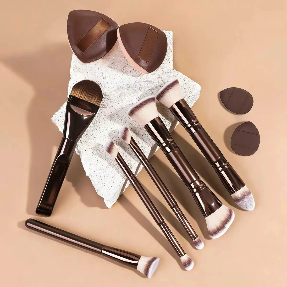 4/5/6/10/18pcs Professional Makeup Brush Set, Portable Travel Makeup Brushes, Dual-Ended Multifunctional Makeup Tools Set_voghion.com